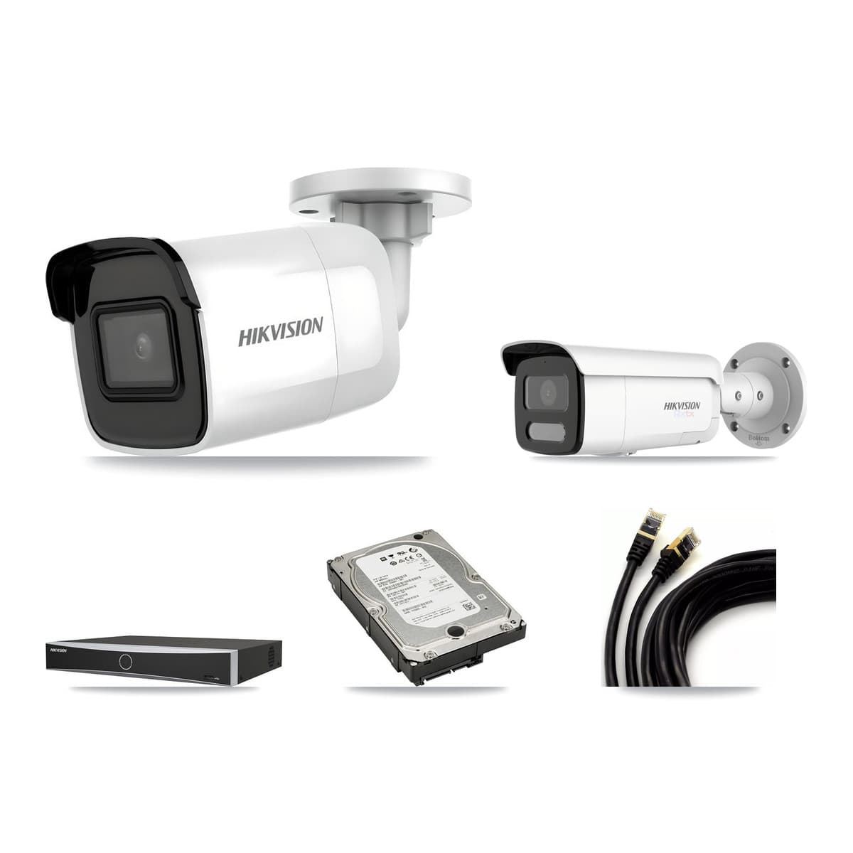 Hikvision 4-Channel 4K CCTV Kit — 1 DS-2CD2085G1 + 1 DS-2CD2T87G2H Bullet Cameras + 5TB Recording - Image 1