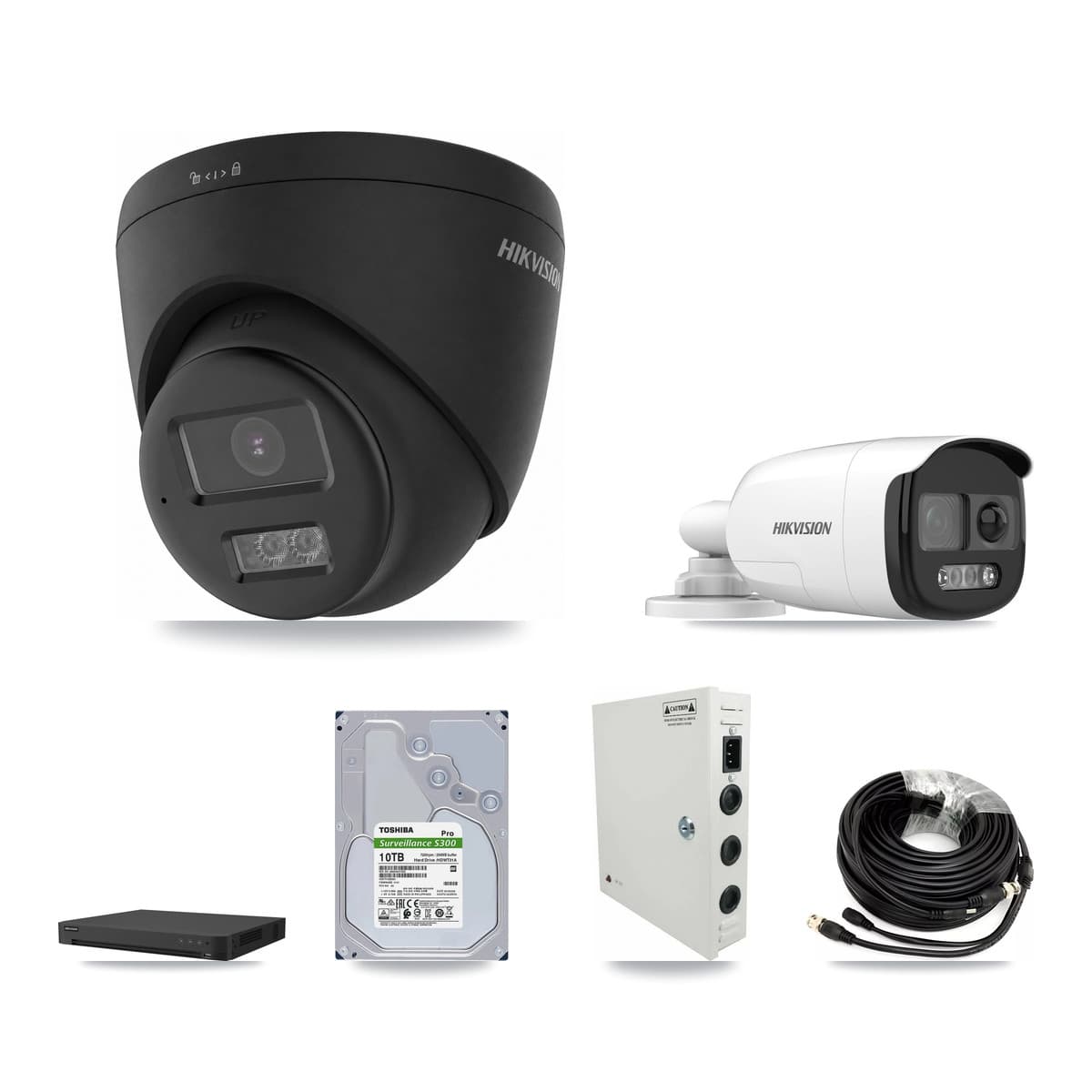 Hikvision 16-Channel 5MP – 4K CCTV Kit — 1 5MP Bullet + 13 Black 4K Turret Cameras + 10TB Recording - Image 1