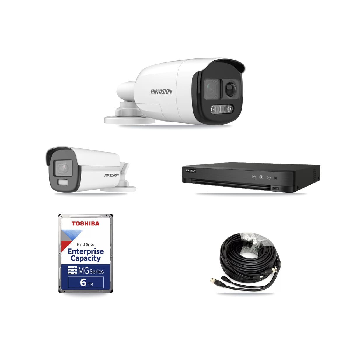 Hikvision 8-Channel 5MP – 4K CCTV Kit — 3 DS-2CE12KF3T-PIRXO 5MP + 1 DS-2CE12UF3T-E 4K Bullet Cameras + 6TB Recording (IDS-7208HUHI-M1/E Recorder) - Image 1