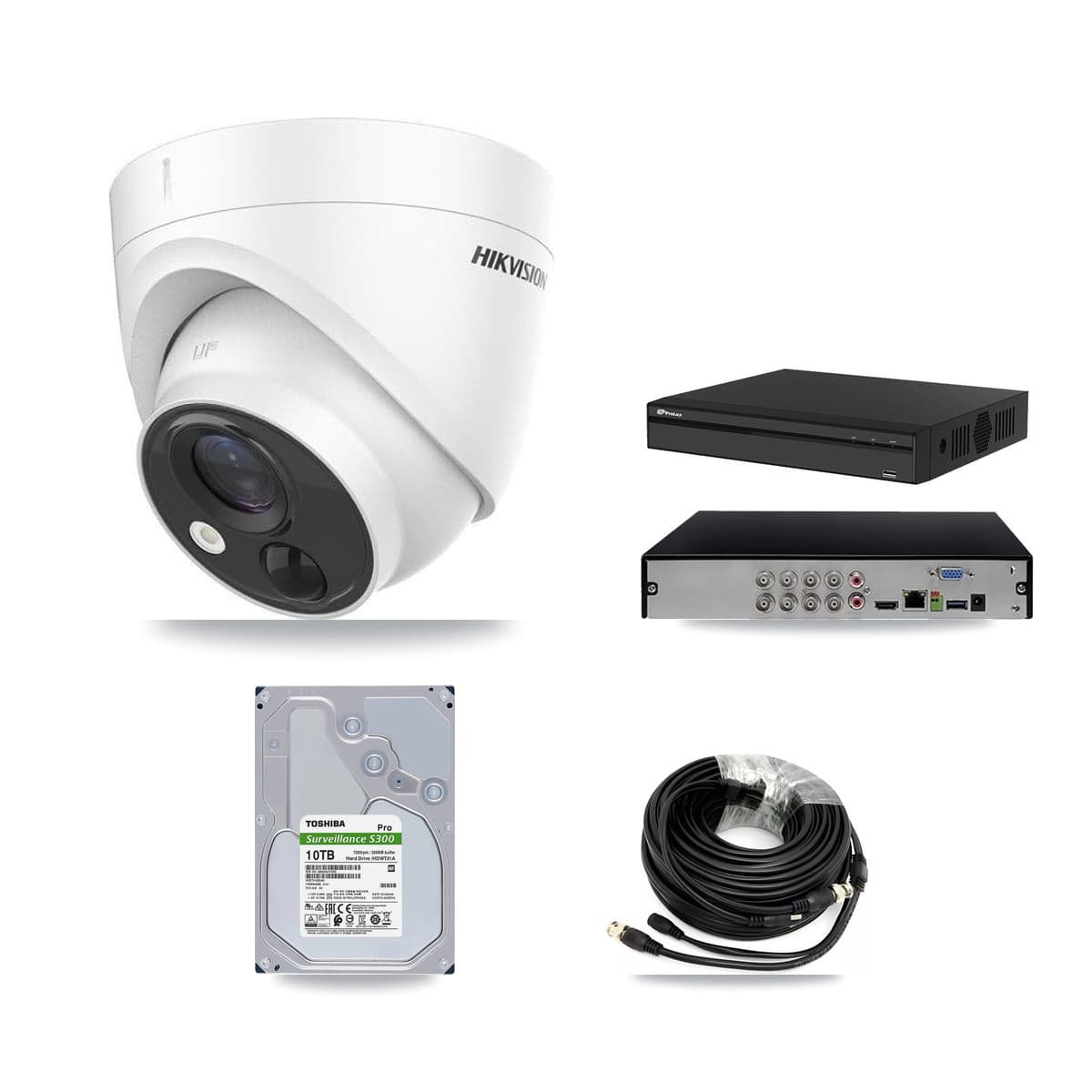 Hikvision & Prolux 8-Channel 5MP CCTV Kit — 8 DS-2CE71H0T Turret Cameras + 10TB Recording (PXD-5108HS Recorder) - Image 1