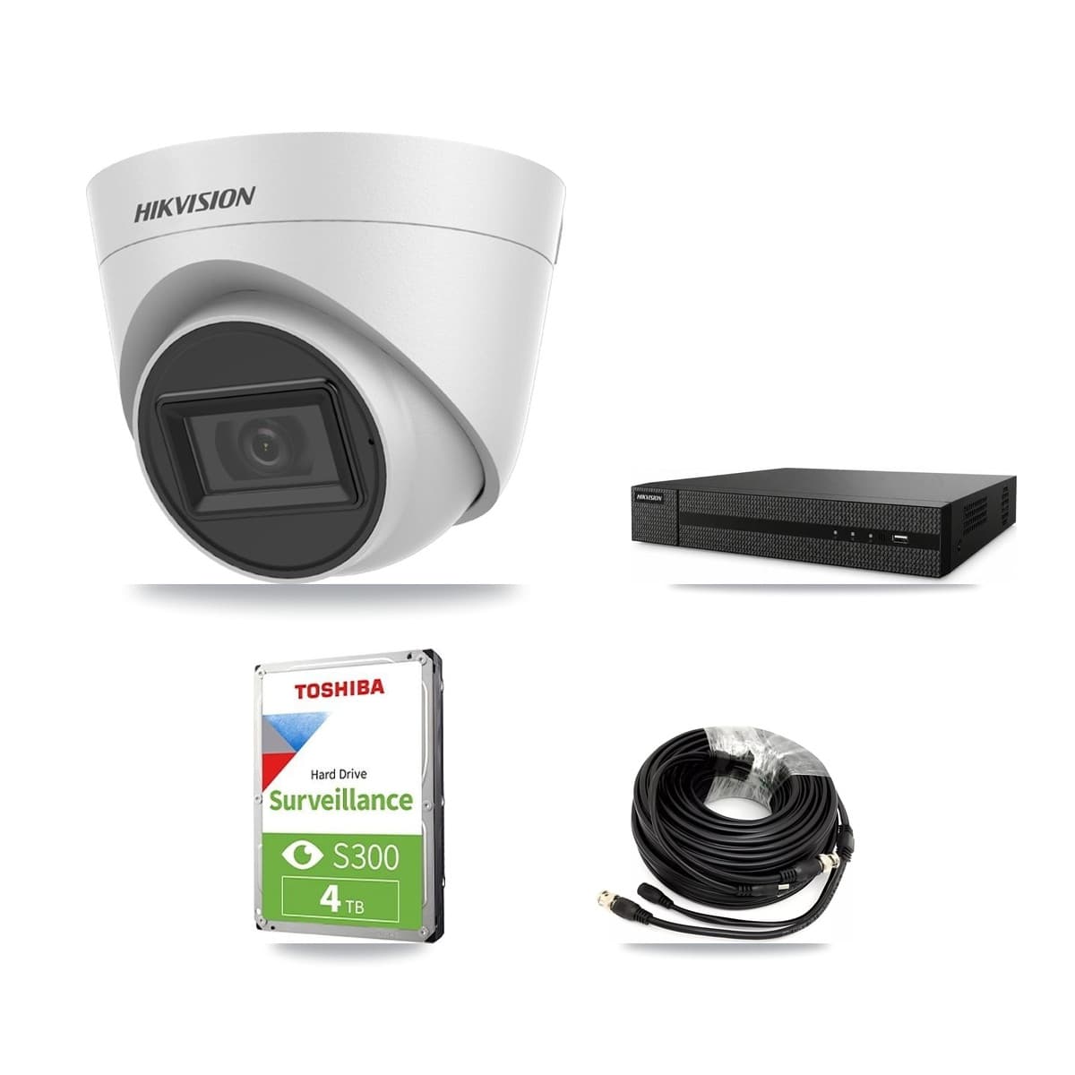 Hikvision 8-Channel 5MP CCTV Kit — 4 White Turret Cameras + 4TB Recording - Image 1