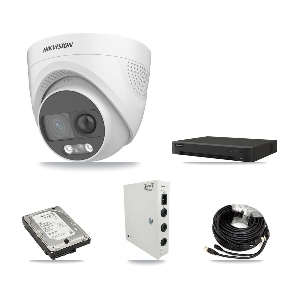 Hikvision 16-Channel 5MP CCTV Kit — 16 DS-2CE72KF3T Turret Cameras + 5TB Recording (IDS-7216HQHI Recorder) - Image 1