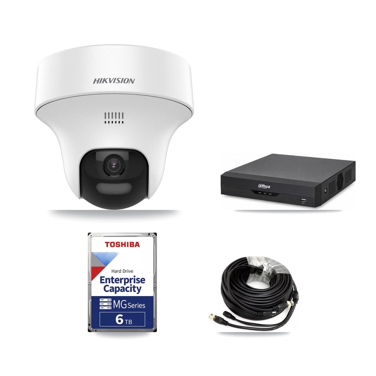 Hikvision & Dahua 4-Channel 5MP CCTV Kit — 3 DS-2CE70K0T Turret Cameras + 6TB Recording - Image 1