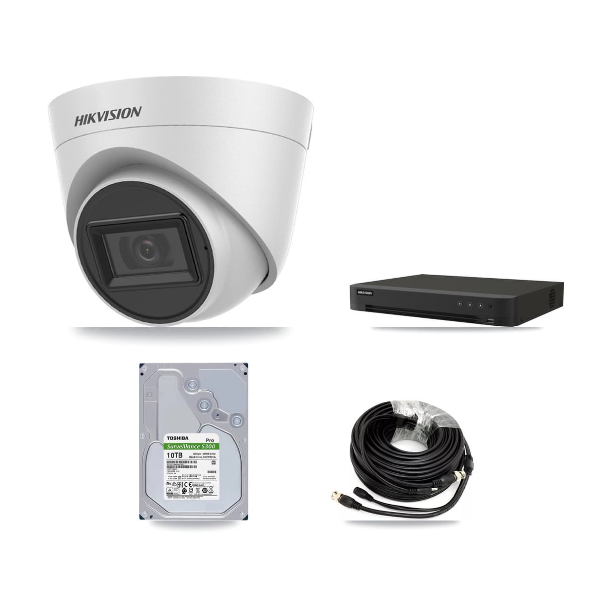 Hikvision 16-Channel 5MP CCTV Kit — 7 White Turret Cameras + 10TB Recording (IDS-7216HQHI Recorder) - Image 1