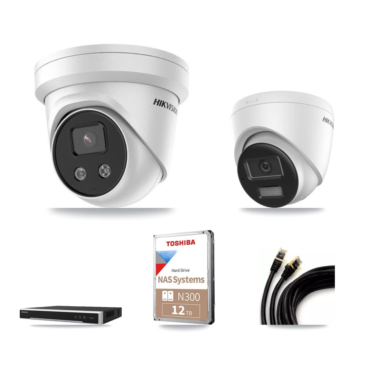 Hikvision 16-Channel 5MP – 4K CCTV Kit — 1 DS-2CD1383G2-LIUF/SL 4K + 7 DS-2CD3356G2-ISU 5MP Turret Cameras + 12TB Recording (DS-7616NI-M2/16P Recorder) - Image 1