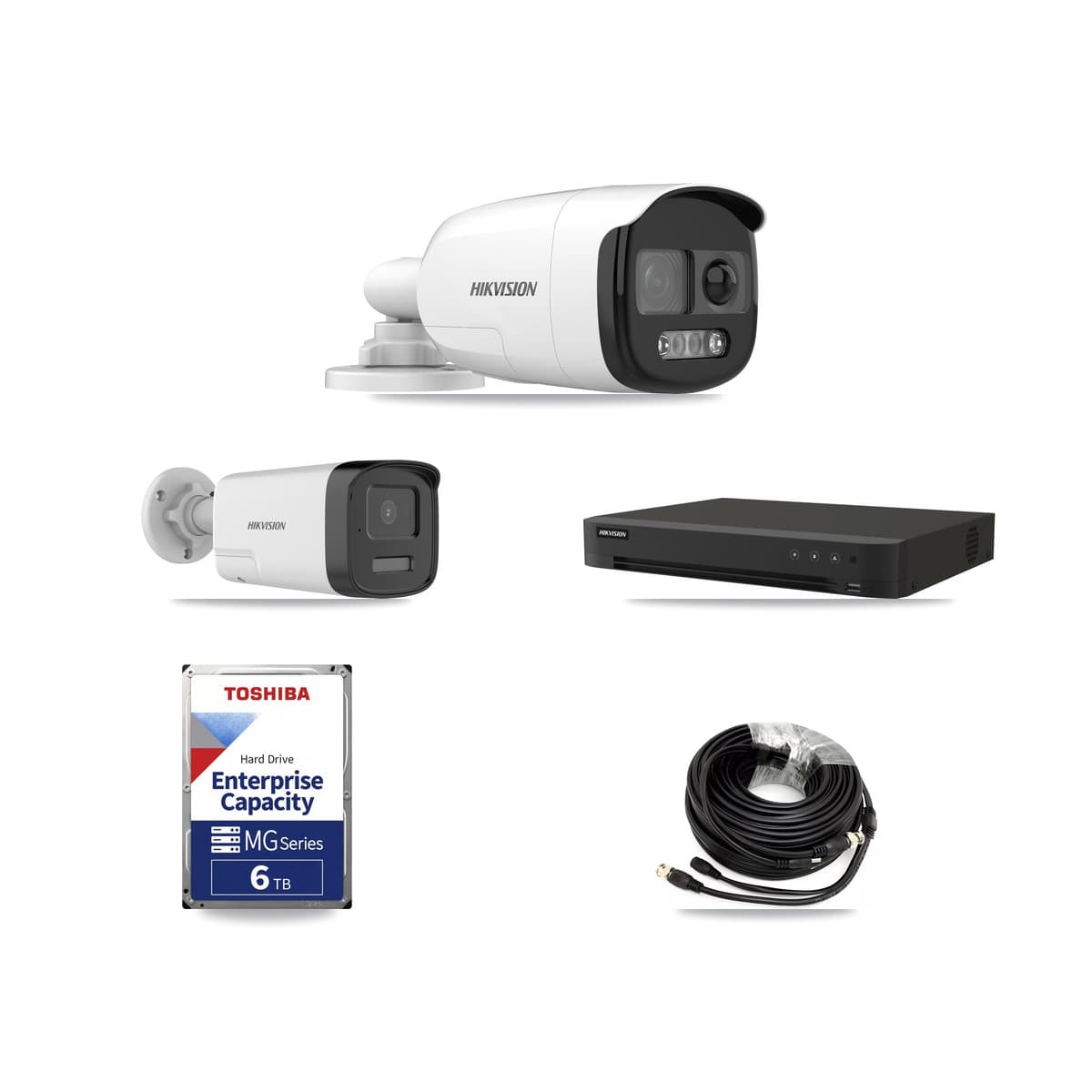 Hikvision 8-Channel 5MP CCTV Kit — 4 DS-2CE12KF3T-PIRXO + 1 DS-2CE17K0T-LXTS Bullet Cameras + 6TB Recording (IDS-7208HUHI-M1/XT Recorder) - Image 1