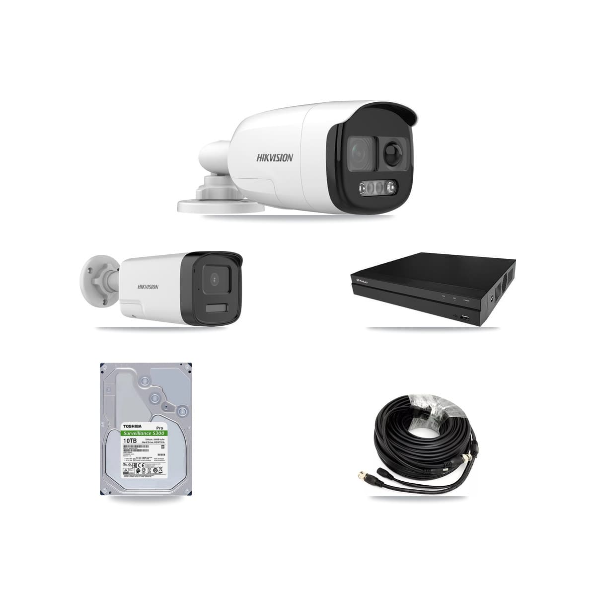 Hikvision & Prolux 8-Channel 5MP CCTV Kit — 7 DS-2CE12KF3T + 1 DS-2CE17K0T Bullet Cameras + 10TB Recording - Image 1