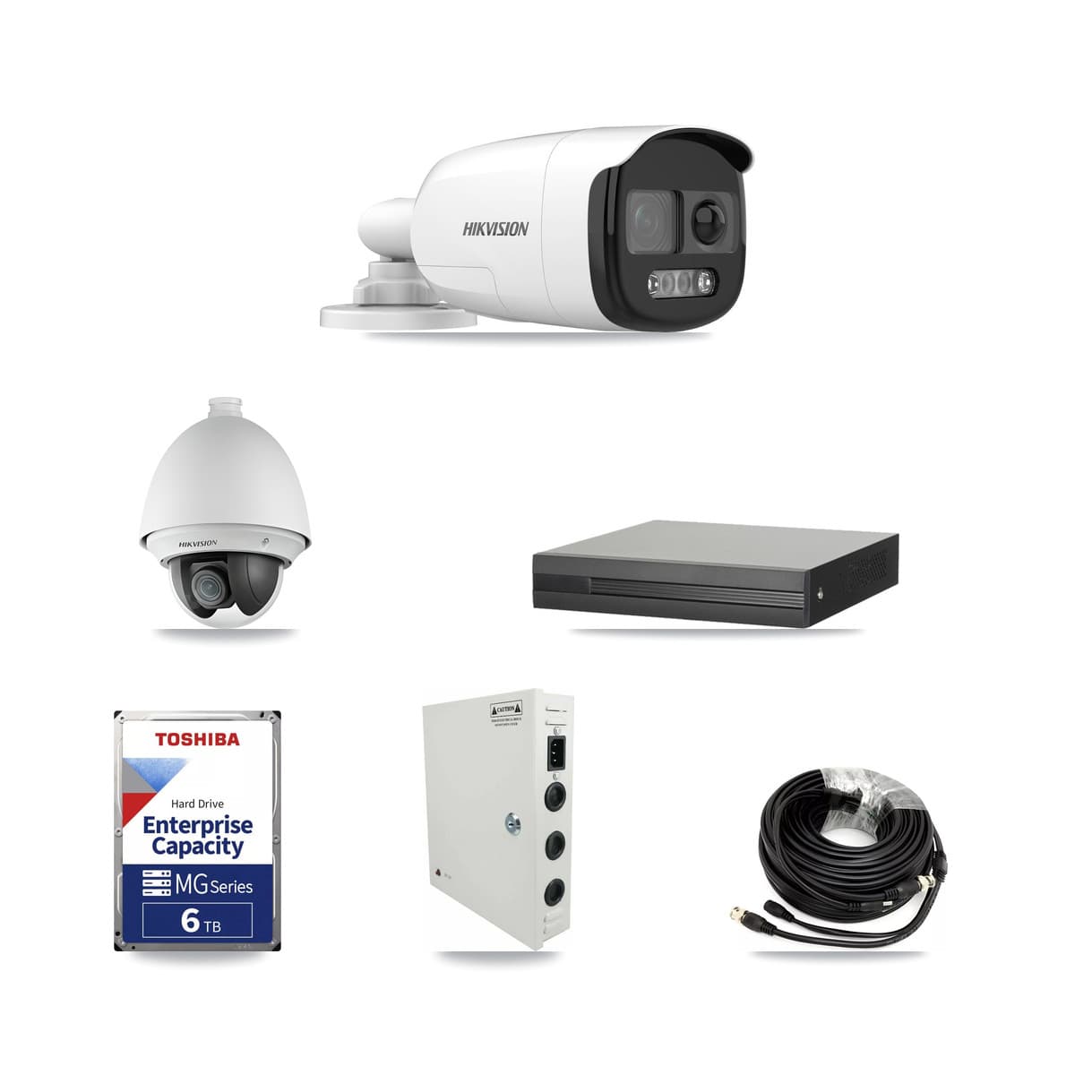Hikvision 8-Channel 2MP – 5MP CCTV Kit — 1 DS-2AE4225T 2MP PTZ + 4 DS-2CE12KF3T 5MP Bullet Cameras + 6TB Recording (XVR-3108HS Recorder) - Image 1