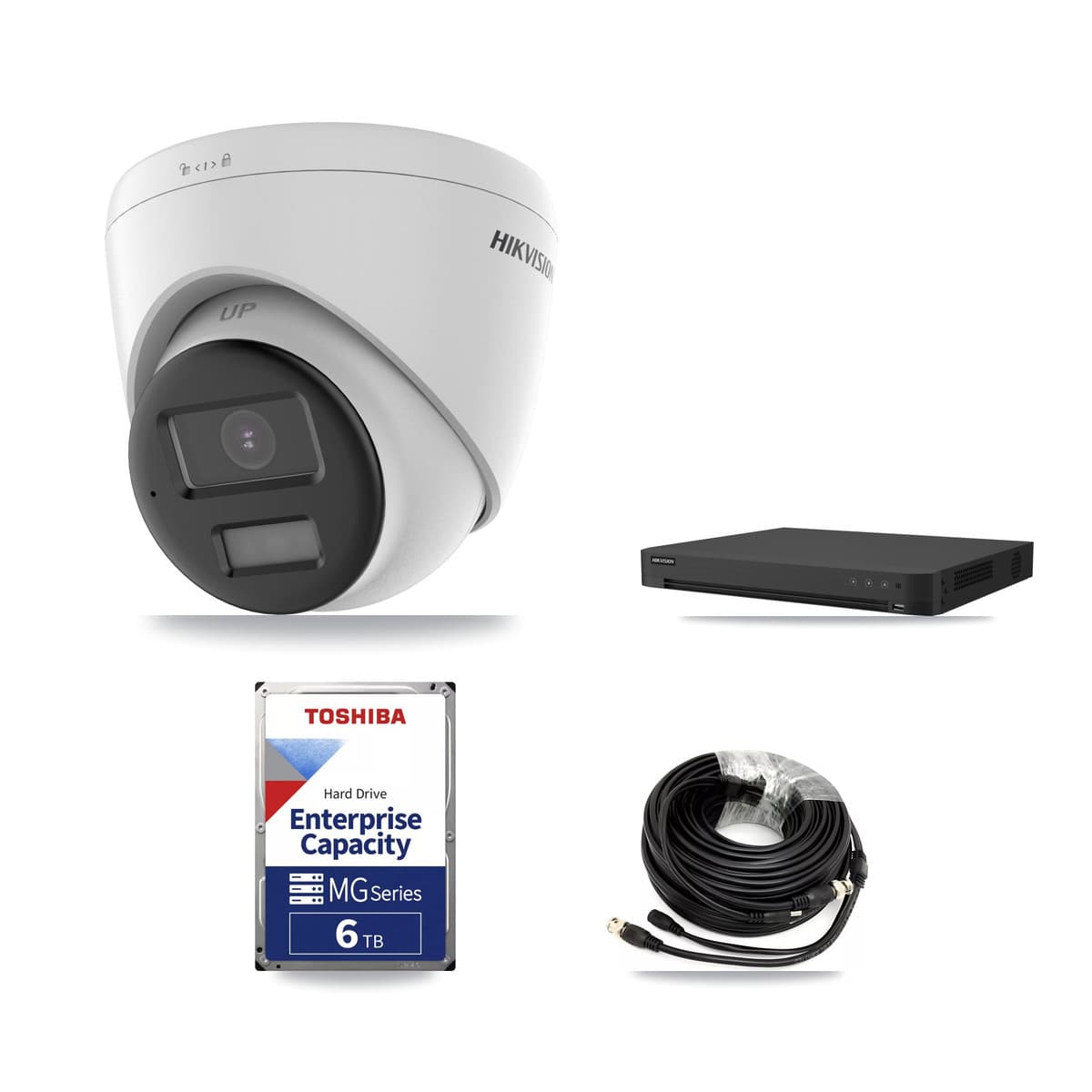 Hikvision 16-Channel 5MP CCTV Kit — 5 DS-2CE78K0T-LPTS Turret Cameras + 6TB Recording (IDS-7216HUHI-M2/XT Recorder) - Image 1
