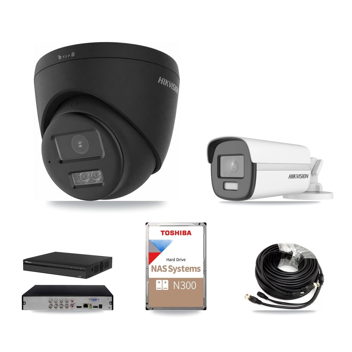 Hikvision & Prolux 8-Channel 4K CCTV Kit — 1 Bullet + 7 Black Turret Cameras + 18TB Recording - Image 1