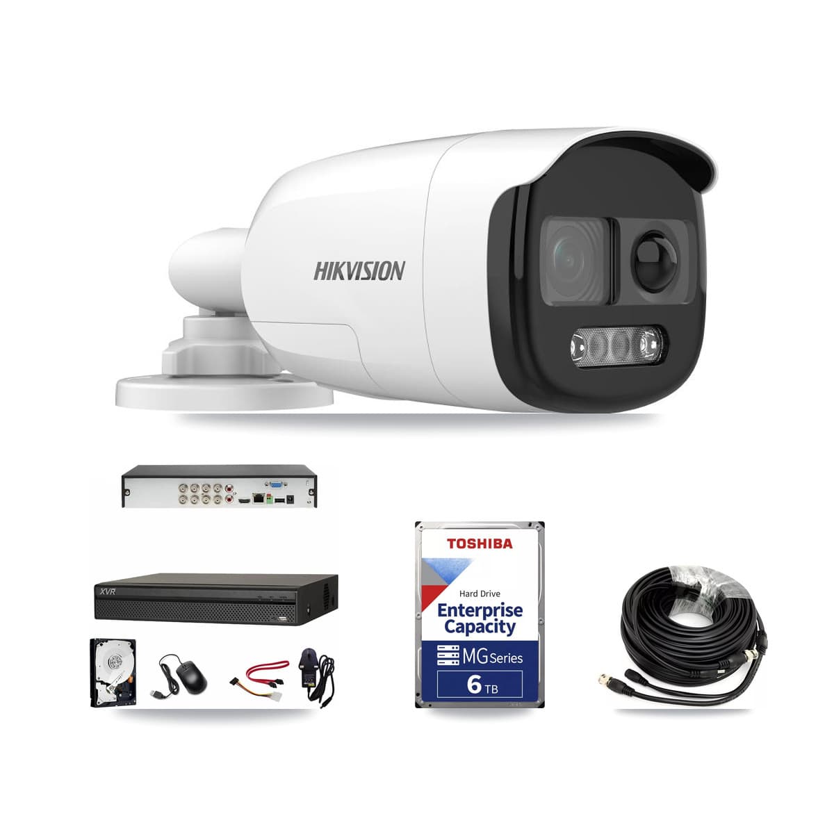 Hikvision & Dahua 8-Channel 5MP CCTV Kit — 4 DS-2CE12KF3T Bullet Cameras + 6TB Recording - Image 1
