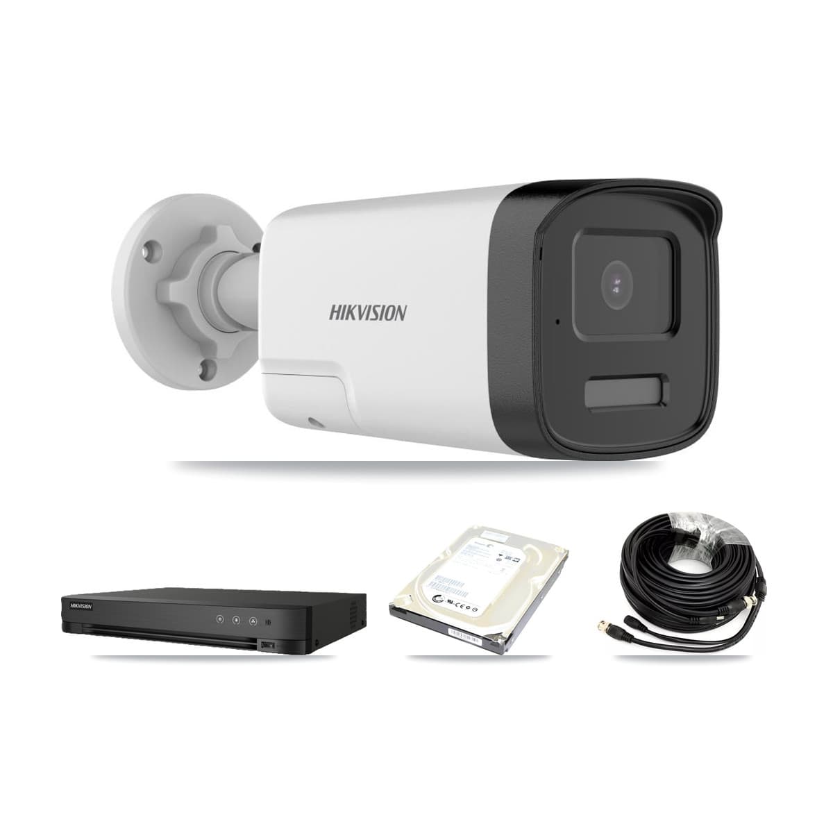 Hikvision 8-Channel 5MP CCTV Kit — 1 DS-2CE17K0T Bullet Camera + 500GB Recording (IDS-7208HQHI Recorder) - Image 1