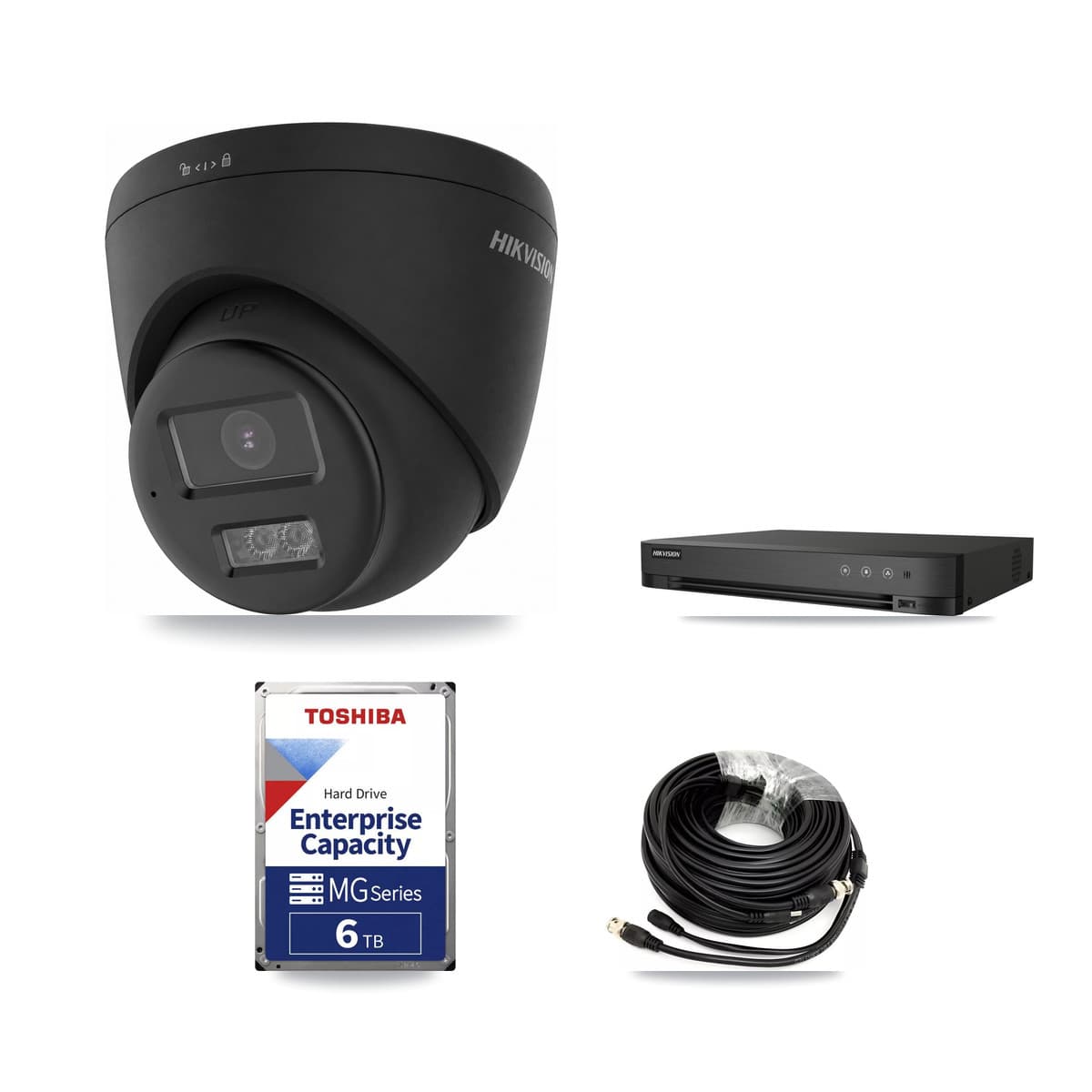 Hikvision 4-Channel 4K CCTV Kit — 4 Black Turret Cameras + 6TB Recording - Image 1