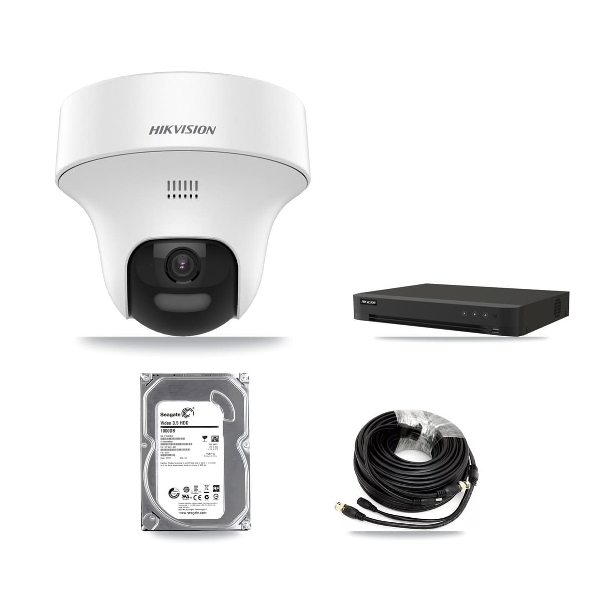 Hikvision 16-Channel 5MP CCTV Kit — 2 DS-2CE70K0T Turret Cameras + 1TB Recording (IDS-7216HQHI Recorder) - Image 1