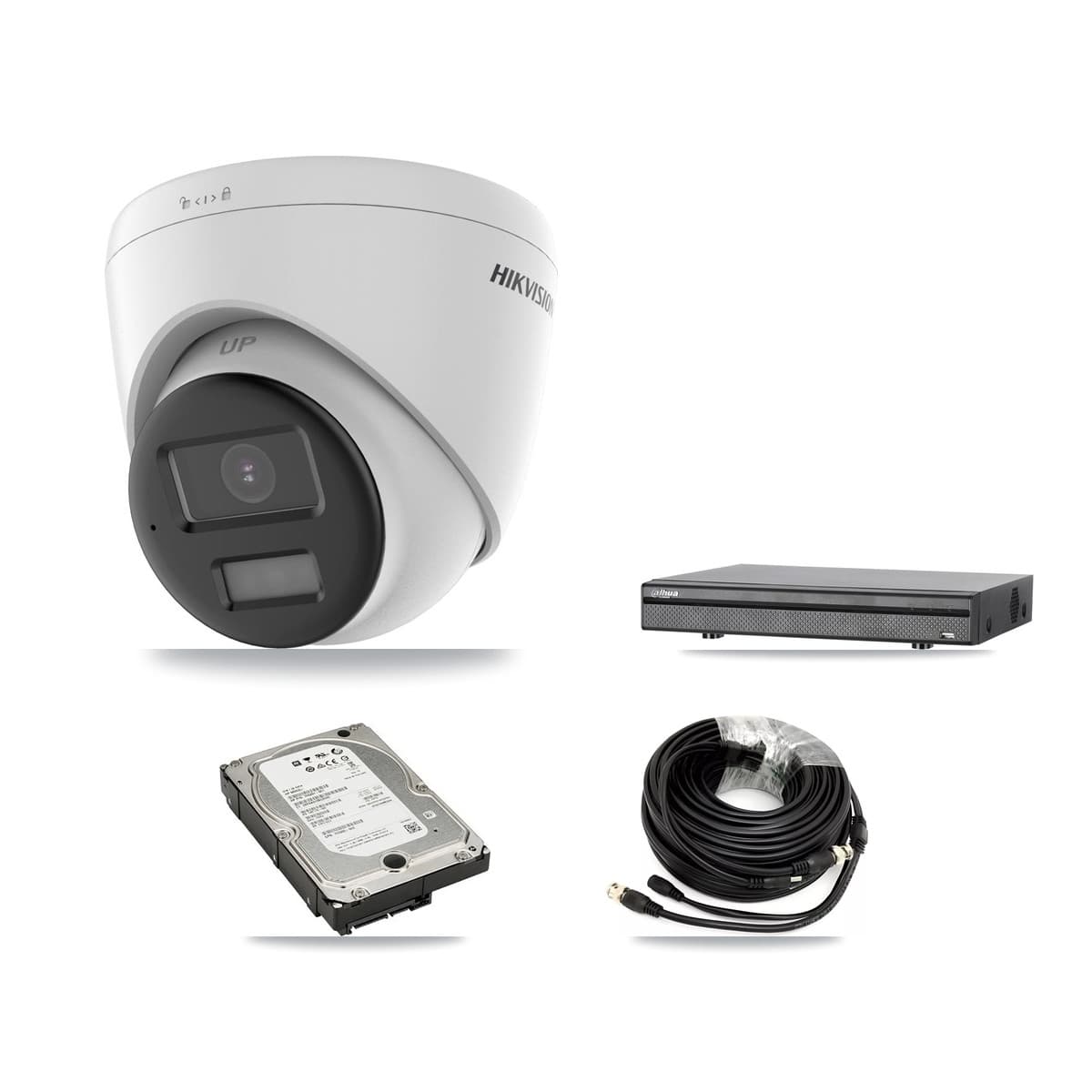 Hikvision & Dahua 8-Channel 5MP CCTV Kit — 4 DS-2CE78K0T-LPTS Turret Cameras + 5TB Recording (DH-XVR5108H-4KL-X-8P Recorder) - Image 1