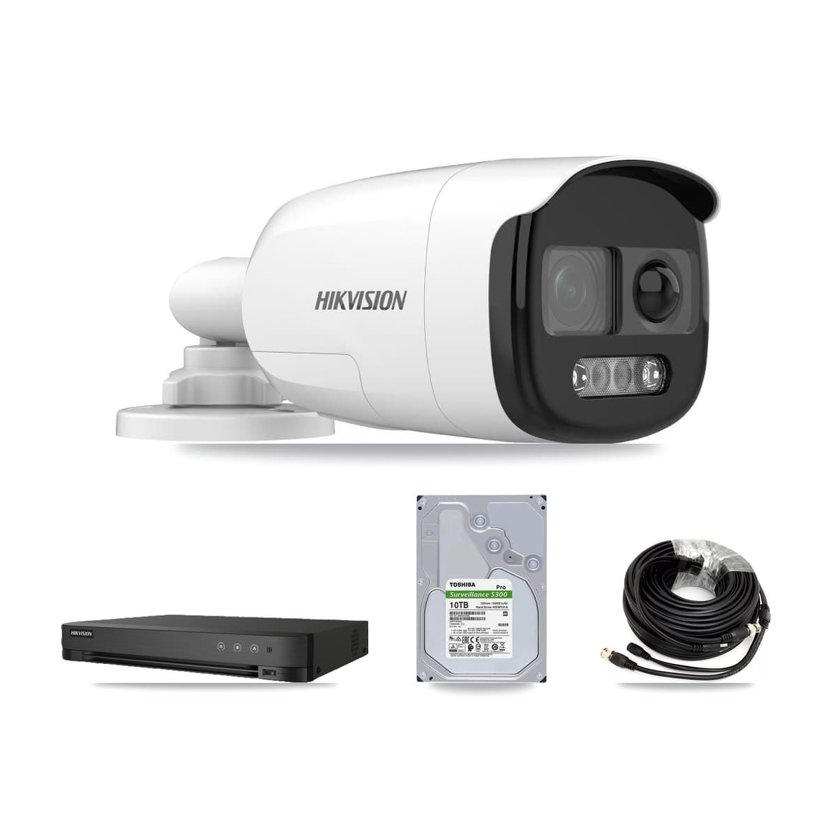 Hikvision 8-Channel 5MP CCTV Kit — 8 DS-2CE12KF3T-PIRXO Bullet Cameras + 10TB Recording (IDS-7208HUHI-M1/E Recorder) - Image 1