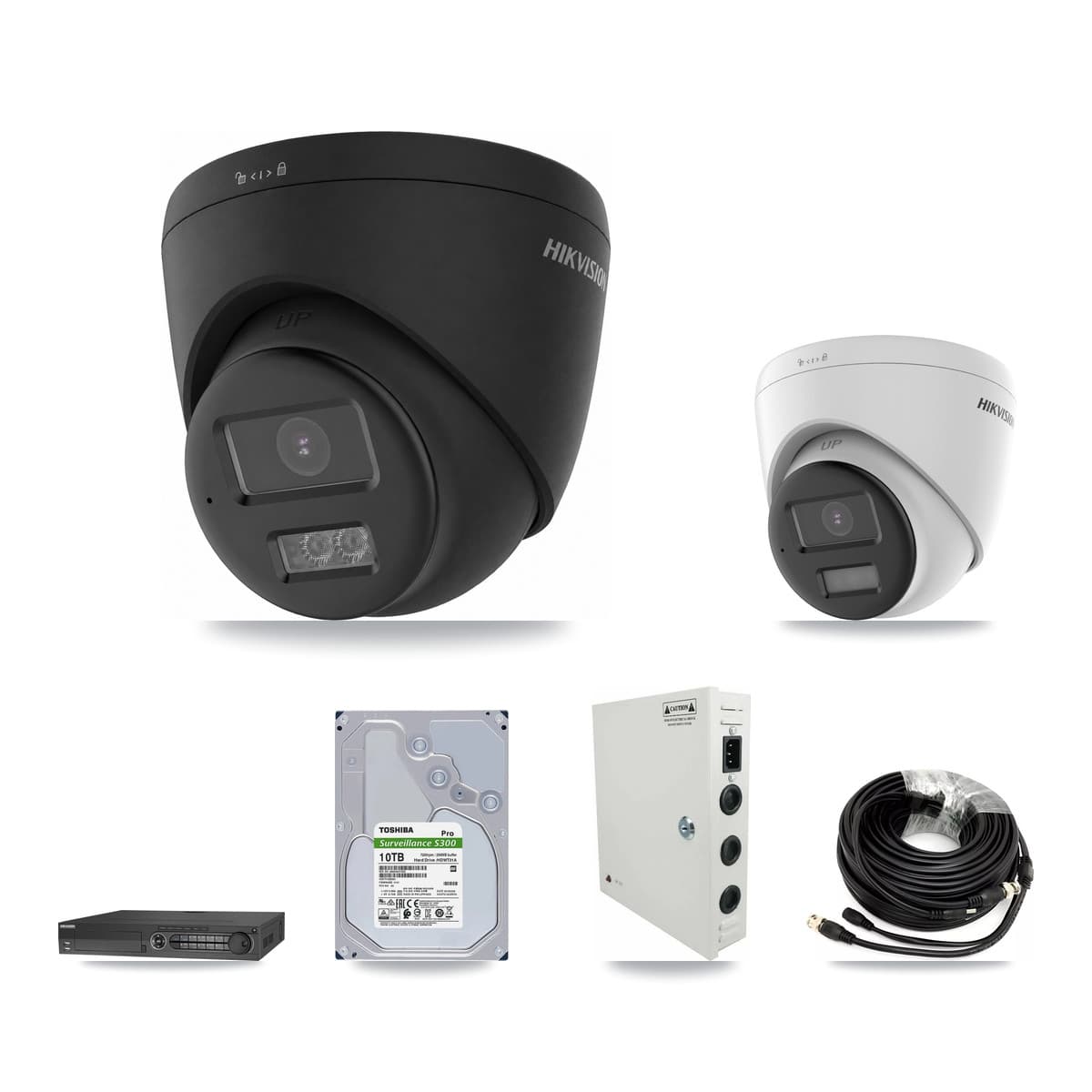 Hikvision 32-Channel 5MP – 4K CCTV Kit — 1 DS-2CE78K0T-LPTS 5MP + 31 Black DS-2CE78U0T-LTS-BLACK 4K Turret Cameras + 2× 10TB Recording (IDS-7332HUHI-M4/S Recorder) - Image 1