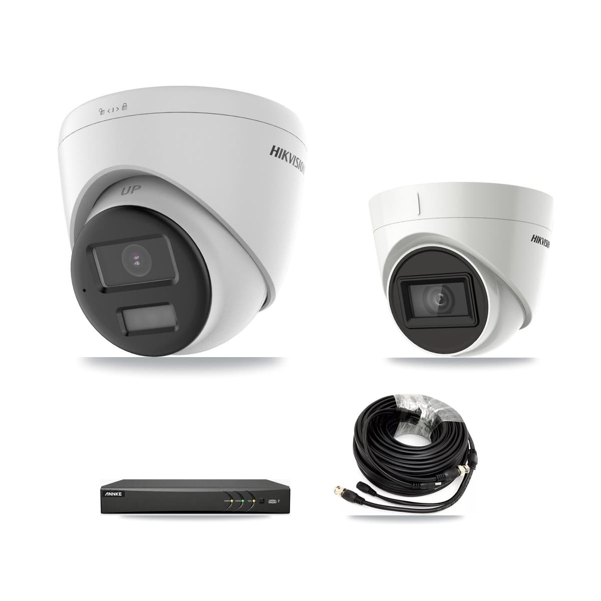 Hikvision & ANNKE 4-Channel 4K CCTV Kit — 2 DS-2CE78U0T + 1 DS-2CE78U1T Turret Cameras + 8TB Recording - Image 1