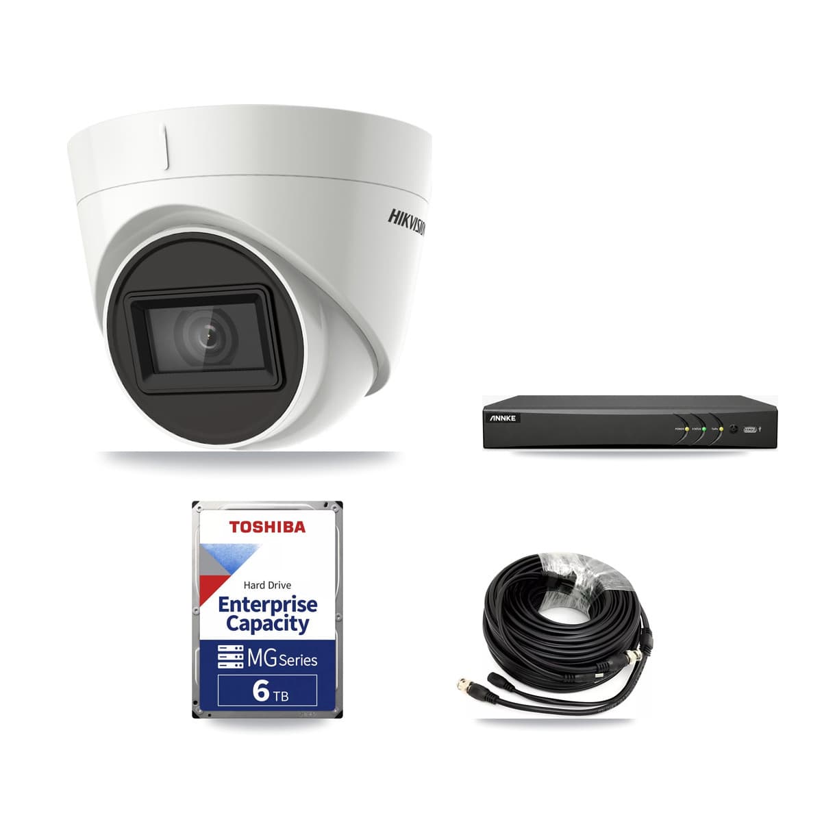 Hikvision & ANNKE 4-Channel 4K CCTV Kit — 4 DS-2CE78U1T Turret Cameras + 6TB Recording - Image 1