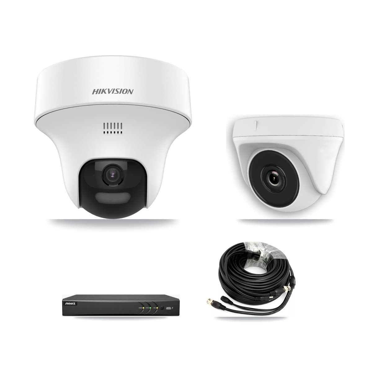 Hikvision & ANNKE 4-Channel 2MP – 5MP CCTV Kit — 1 5MP Turret + 1 2MP Dome Cameras + 1TB Recording - Image 1