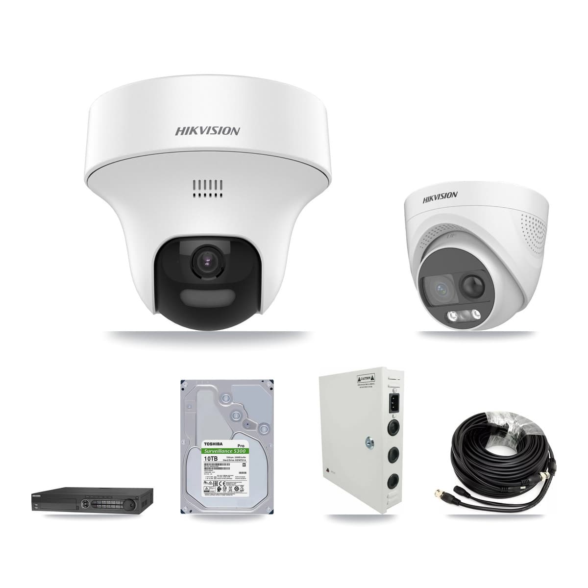 Hikvision 32-Channel 5MP CCTV Kit — 15 DS-2CE70K0T + 1 DS-2CE72KF3T Turret Cameras + 2× 10TB Recording (DS-7332HQHI Recorder) - Image 1
