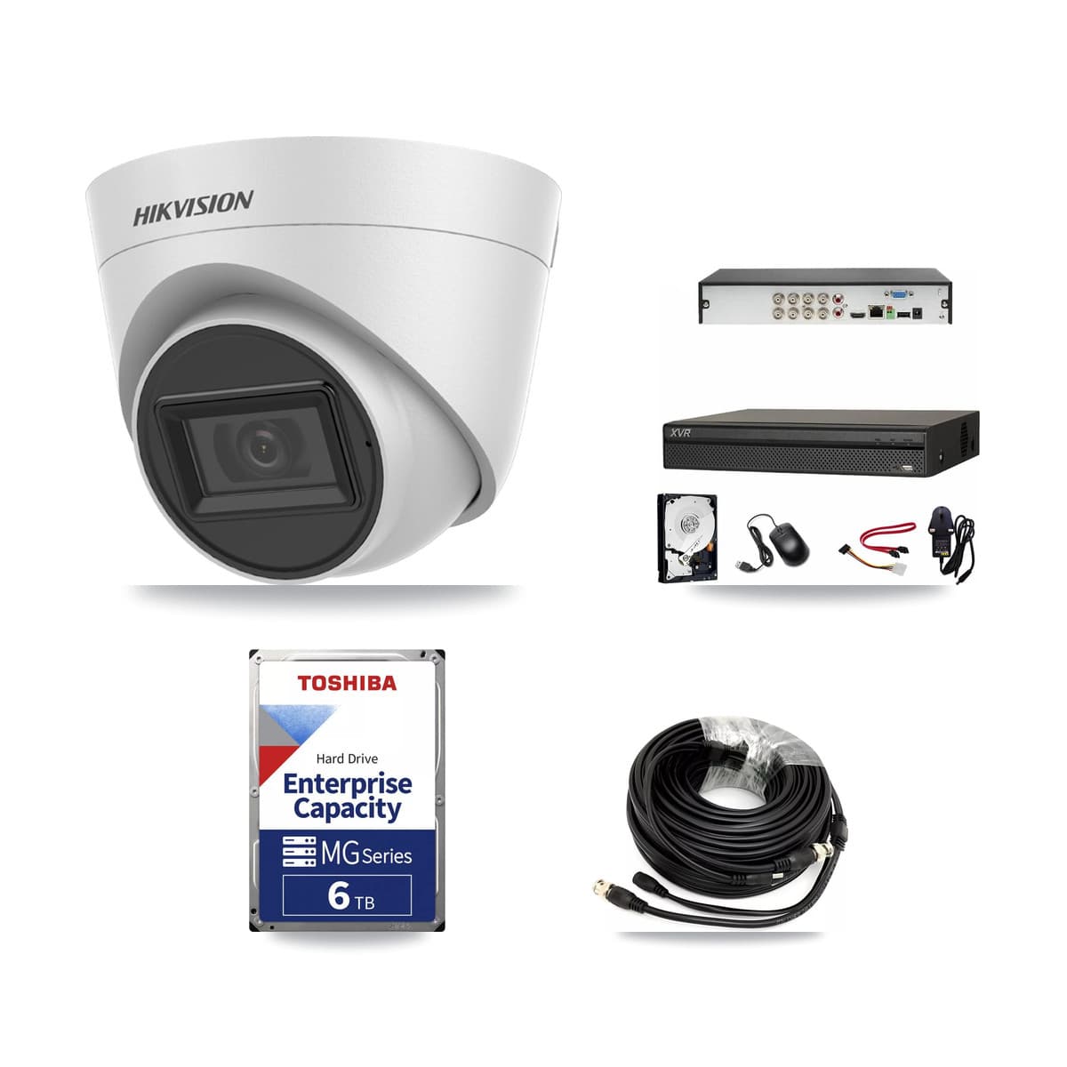 Hikvision & Dahua 8-Channel 5MP CCTV Kit — 4 White Turret Cameras + 6TB Recording - Image 1