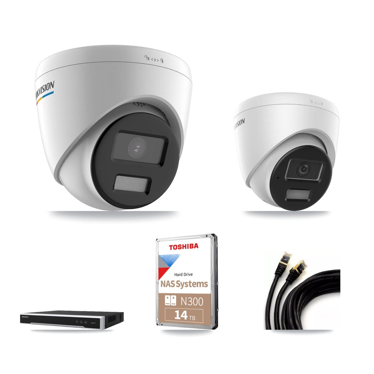 Hikvision 16-Channel 2MP – 4MP CCTV Kit — 11 2MP + 5 4MP Turret Cameras + 14TB Recording - Image 1