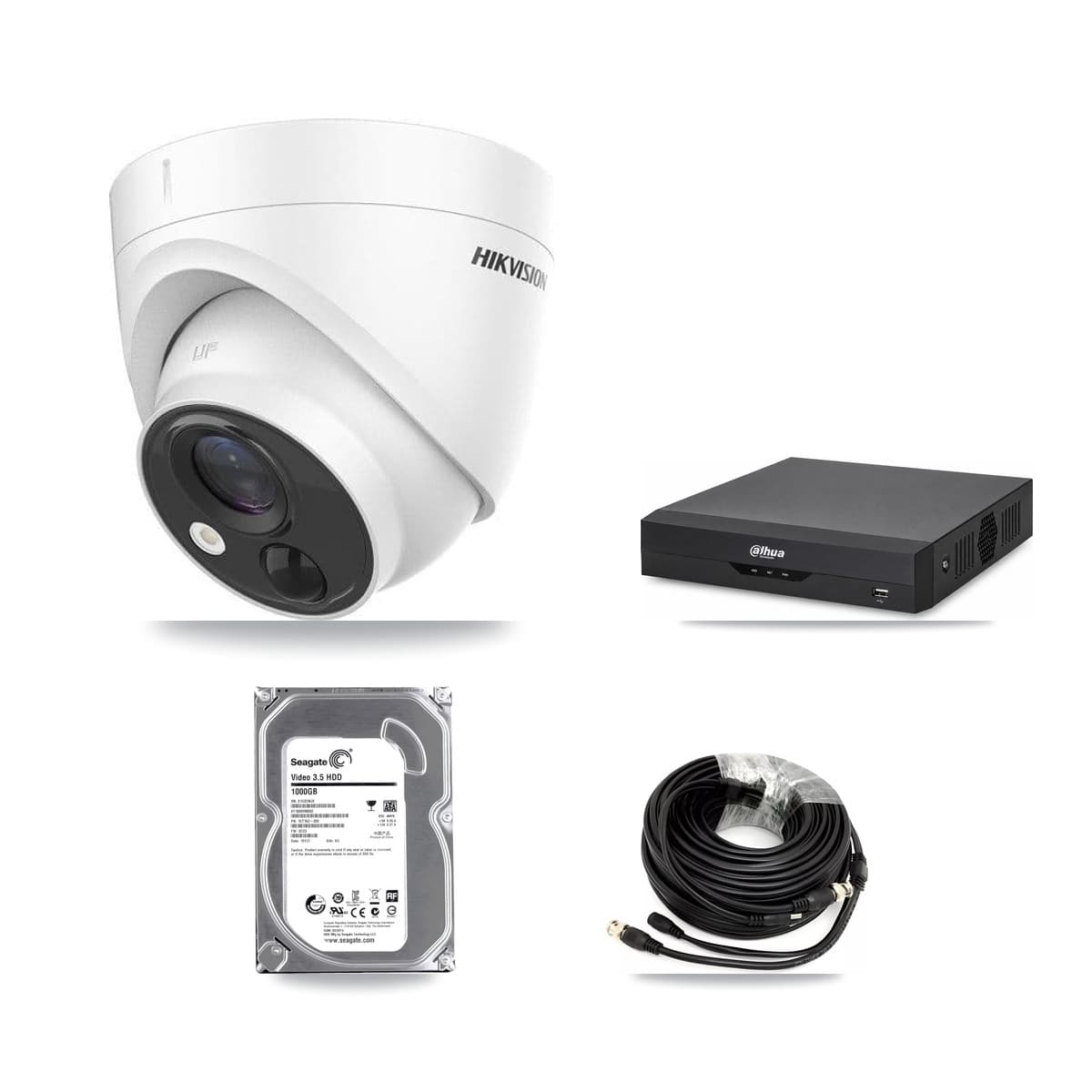 Hikvision & Dahua 4-Channel 5MP CCTV Kit — 1 DS-2CE71H0T Turret Camera + 1TB Recording - Image 1