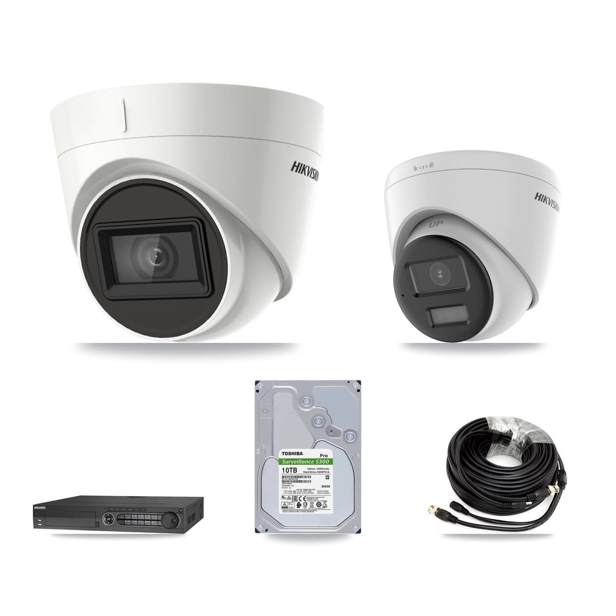 Hikvision 32-Channel 4K CCTV Kit — 2 DS-2CE78U0T + 6 DS-2CE78U1T Turret Cameras + 2× 10TB Recording - Image 1