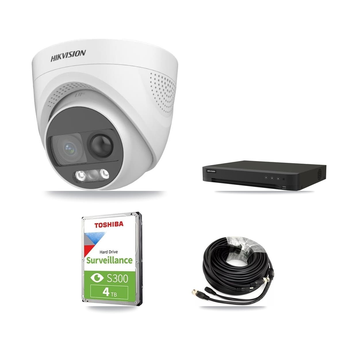 Hikvision 8-Channel 5MP CCTV Kit — 3 DS-2CE72KF3T-PIRXO Turret Cameras + 4TB Recording (IDS-7208HUHI-M1/XT Recorder) - Image 1