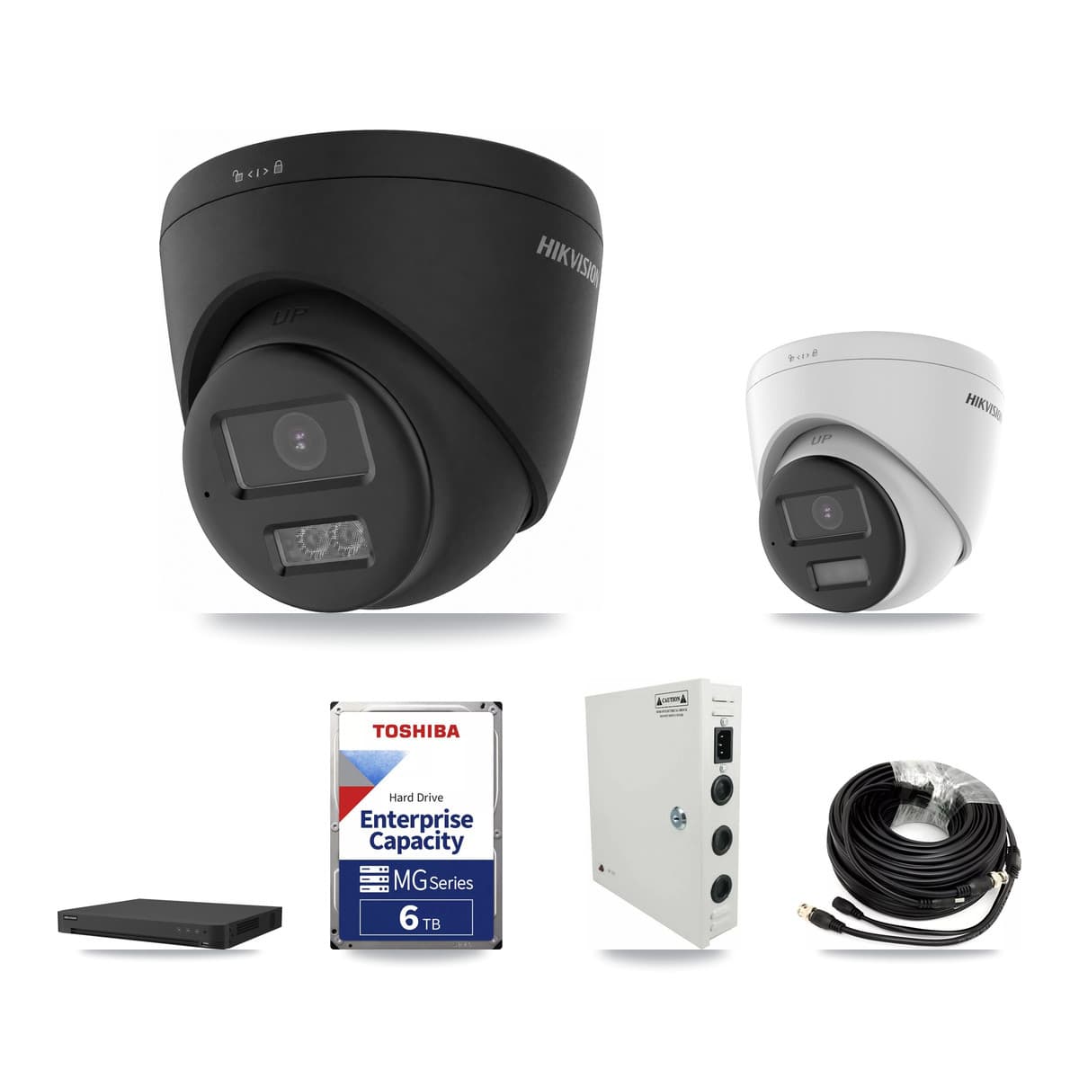 Hikvision 16-Channel 5MP – 4K CCTV Kit — 3 DS-2CE78K0T-LPTS 5MP + 8 Black DS-2CE78U0T-LTS-BLACK 4K Turret Cameras + 6TB Recording (IDS-7216HUHI-M2/XT Recorder) - Image 1