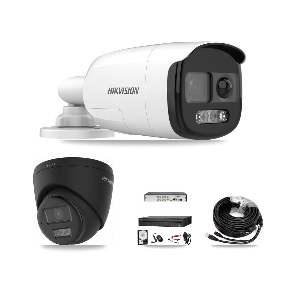 Hikvision & Dahua 8-Channel 5MP – 4K CCTV Kit — 2 5MP Bullet + 2 Black 4K Turret Cameras + 8TB Recording (XVR-3108AD Recorder) - Image 1
