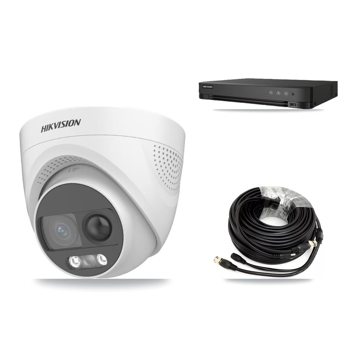 Hikvision 8-Channel 5MP CCTV Kit — 6 DS-2CE72KF3T-PIRXO Turret Cameras + 8TB Recording (IDS-7208HUHI-M1/E Recorder) - Image 1