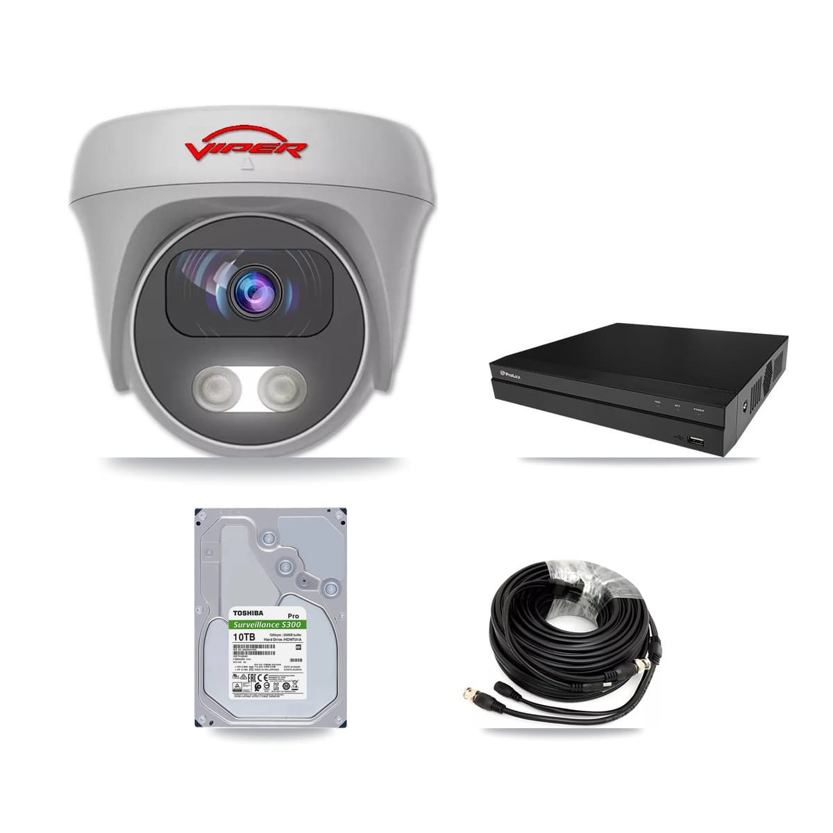 Viper & Prolux 8-Channel 5MP CCTV Kit — 8 White Cameras + 10TB Recording (PXD-5208AN Recorder) - Image 1