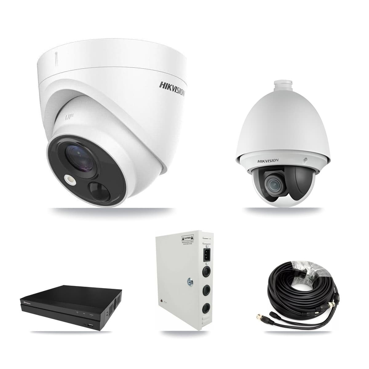 Hikvision & Prolux 8-Channel 2MP – 5MP CCTV Kit — 1 DS-2AE4225T 2MP PTZ + 6 DS-2CE71H0T 5MP Turret Cameras + 8TB Recording - Image 1