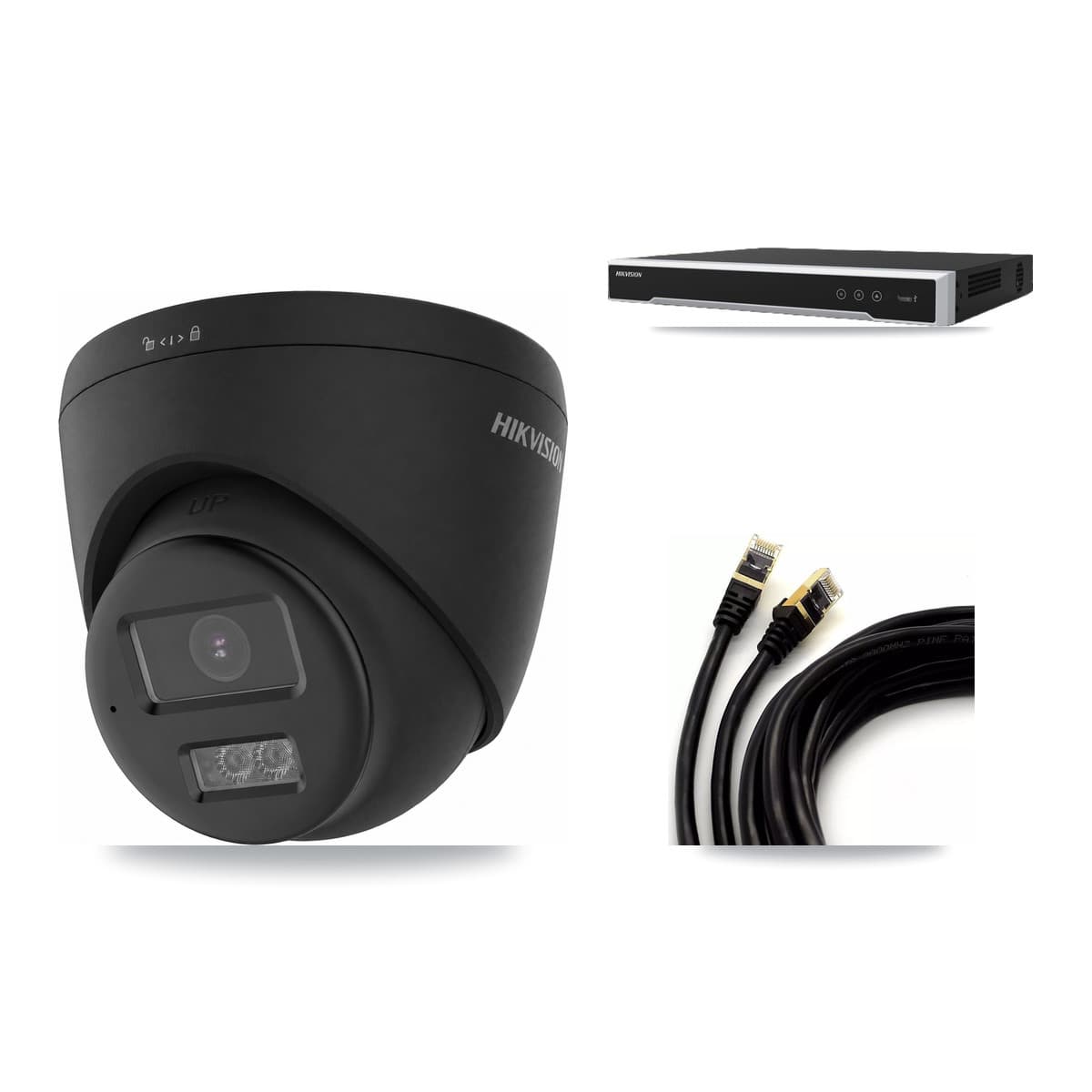Hikvision 8-Channel 4K CCTV Kit — 3 Black DS-2CD1383G2 Turret Cameras + 8TB Recording - Image 1