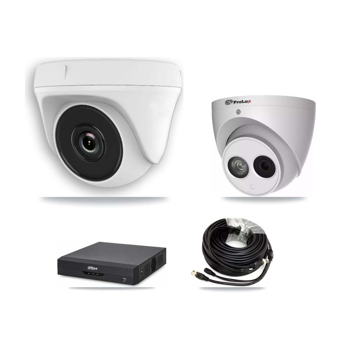 Prolux & Dahua 4-Channel 2MP – 4MP CCTV Kit — 1 2MP Dome + 1 4MP Turret Cameras + 1TB Recording - Image 1