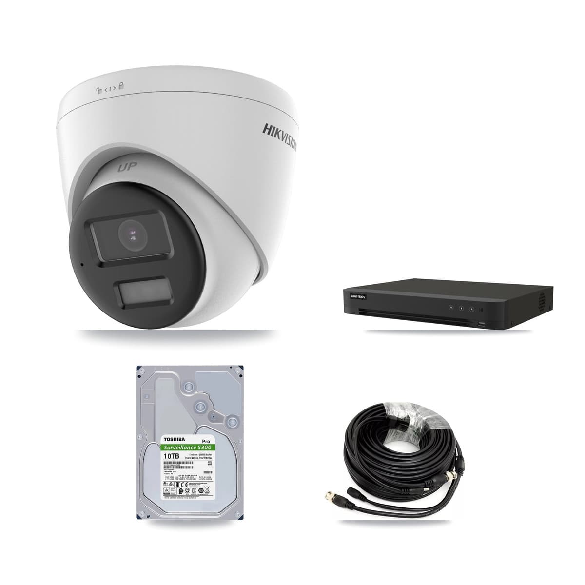 Hikvision 8-Channel 5MP CCTV Kit — 5 DS-2CE78K0T-LPTS + 2 DS-2CE78K0T-LTS Turret Cameras + 10TB Recording (IDS-7208HUHI-M1/XT Recorder) - Image 1