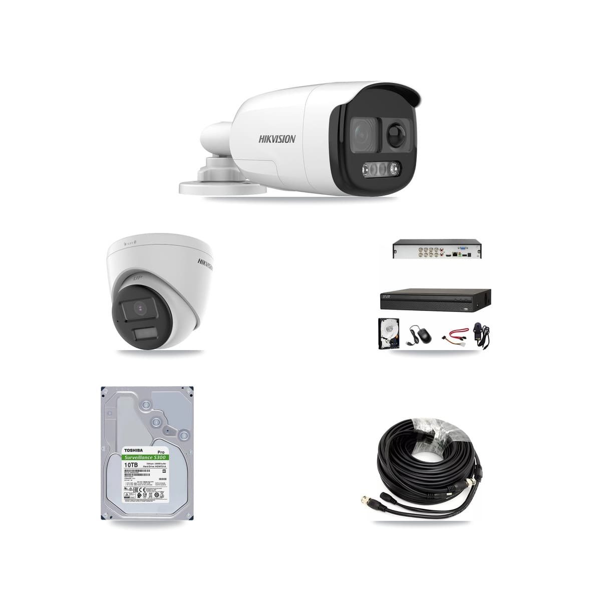 Hikvision & Dahua 8-Channel 5MP – 4K CCTV Kit — 7 5MP Bullet + 1 4K Turret Cameras + 10TB Recording (XVR-3108AD Recorder) - Image 1