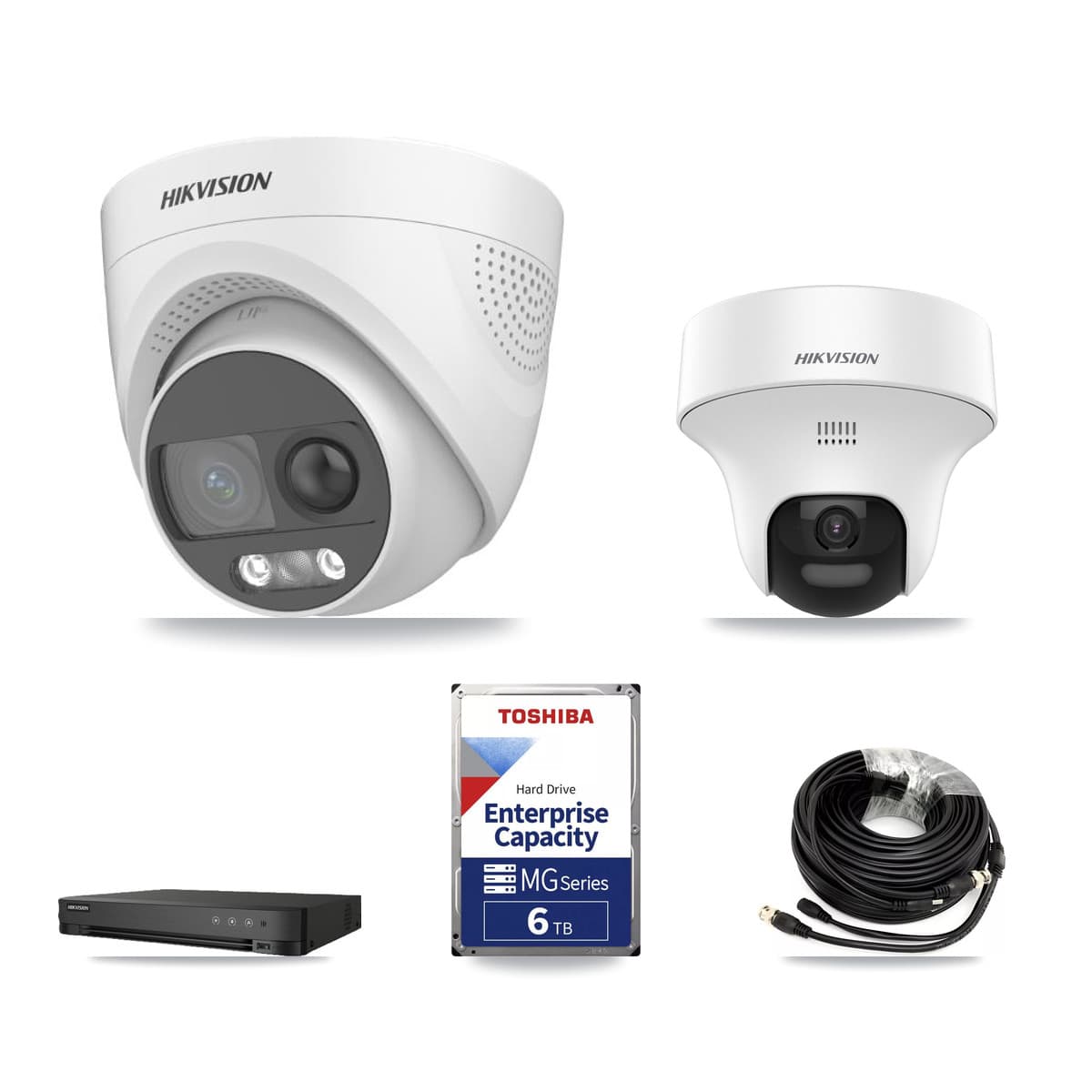 Hikvision 8-Channel 5MP CCTV Kit — 1 DS-2CE70K0T + 4 DS-2CE72KF3T Turret Cameras + 6TB Recording (IDS-7208HQHI Recorder) - Image 1