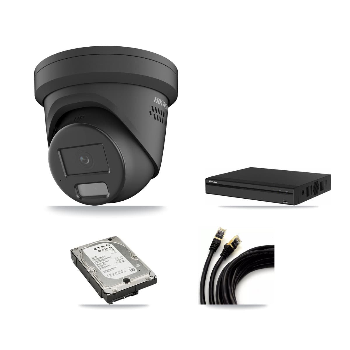 Hikvision & Prolux 4-Channel 4MP CCTV Kit — 4 Black Turret Cameras + 5TB Recording - Image 1