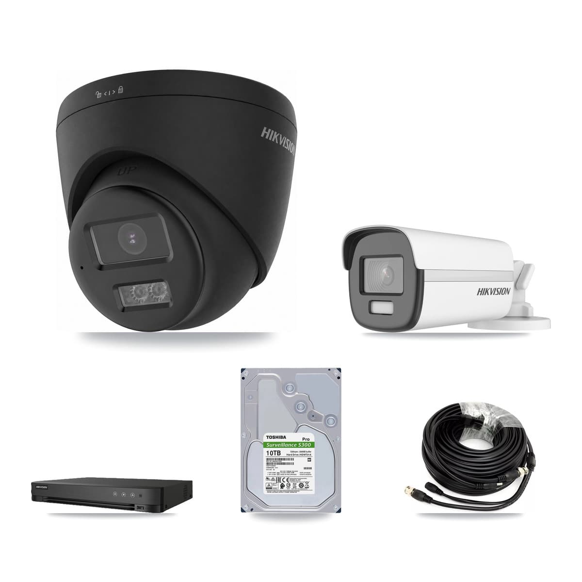 Hikvision 8-Channel 4K CCTV Kit — 1 Bullet + 5 Black Turret Cameras + 10TB Recording - Image 1