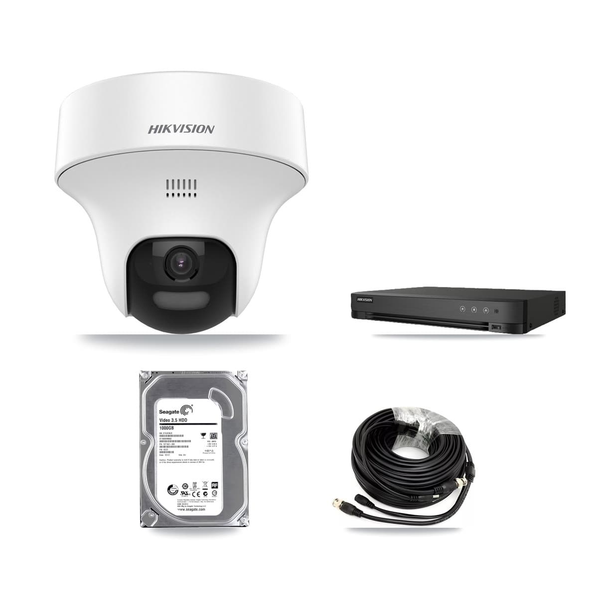 Hikvision 8-Channel 5MP CCTV Kit — 1 DS-2CE70K0T-PTLTS Turret Camera + 1TB Recording (IDS-7208HUHI-M1/E Recorder) - Image 1