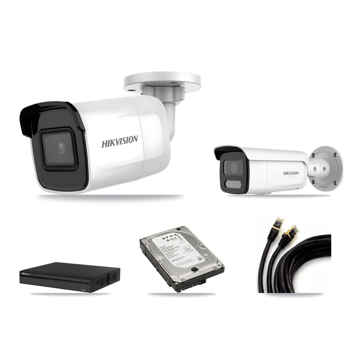 Hikvision & Prolux 4-Channel 4K CCTV Kit — 1 DS-2CD2085G1 + 1 DS-2CD2T87G2H Bullet Cameras + 5TB Recording - Image 1