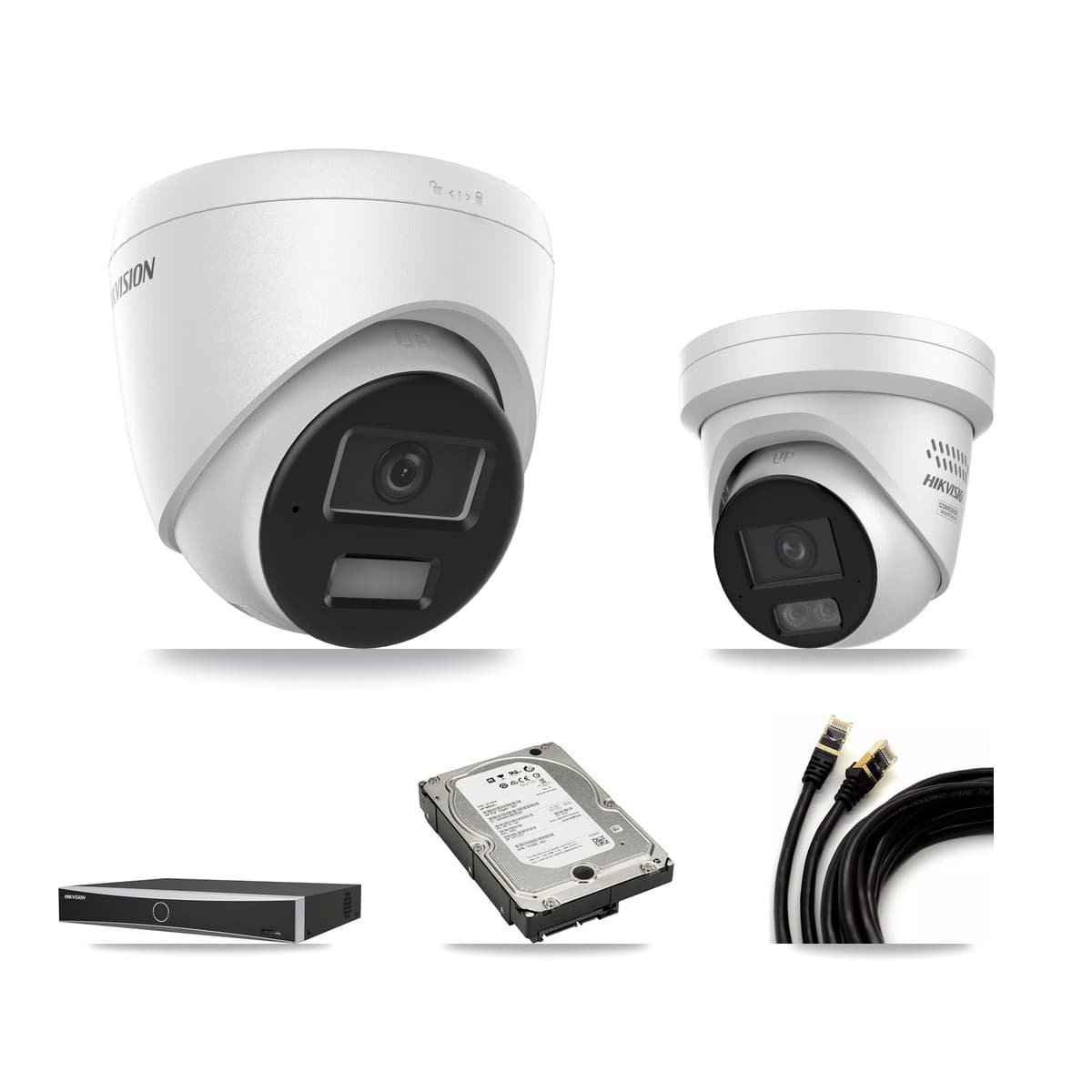 Hikvision 4-Channel 4MP CCTV Kit — 3 DS-2CD1343G2 + 1 DS-2CD2347G3 Turret Cameras + 5TB Recording - Image 1