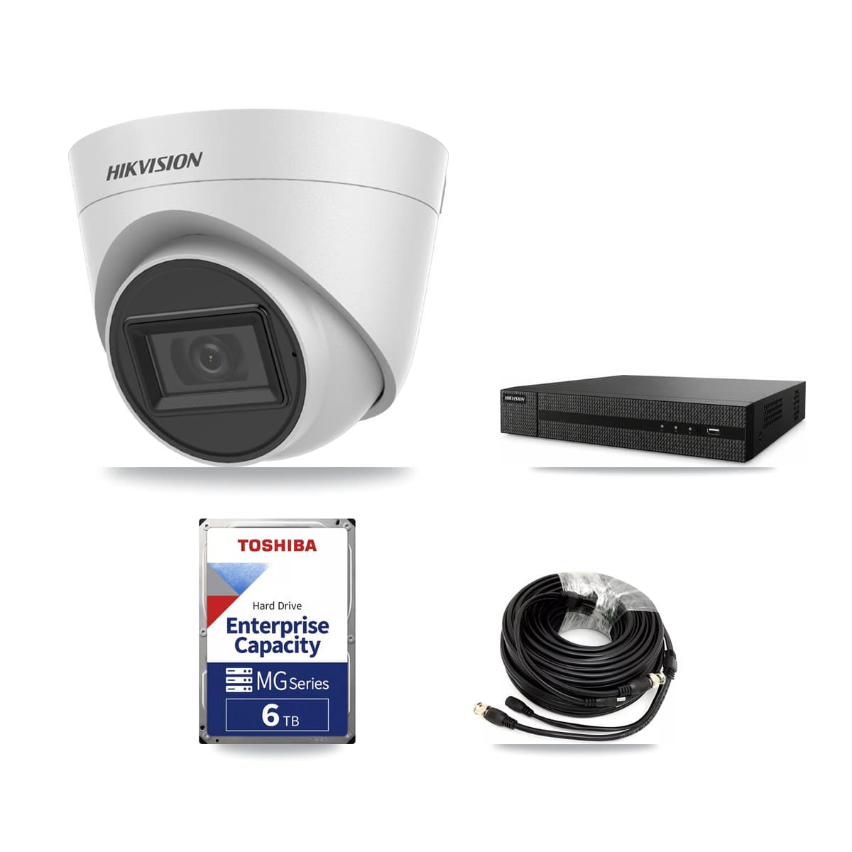 Hikvision 8-Channel 5MP CCTV Kit — 7 White Turret Cameras + 6TB Recording (DVR-8CH Recorder) - Image 1