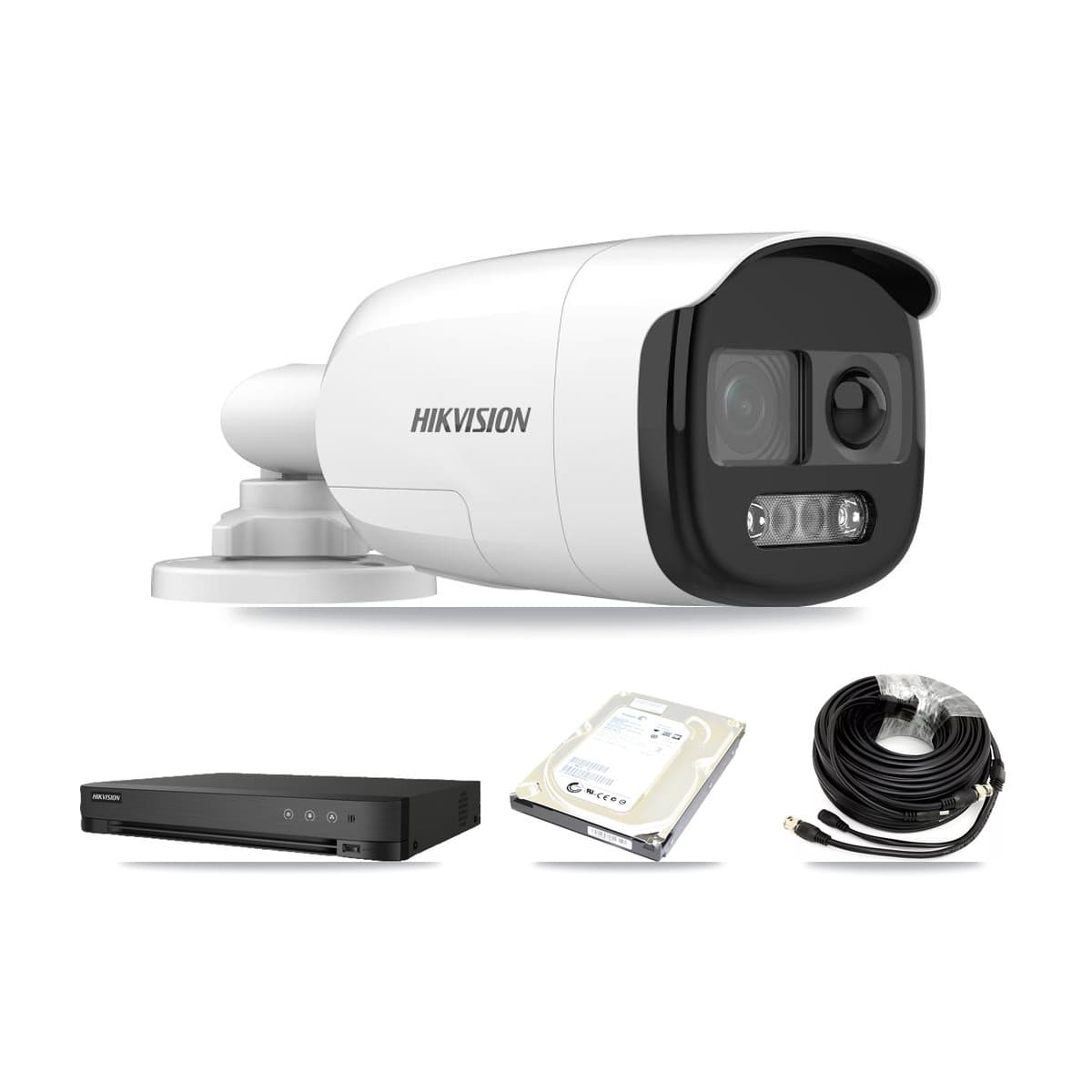 Hikvision 8-Channel 5MP CCTV Kit — 1 DS-2CE12KF3T Bullet Camera + 500GB Recording (IDS-7208HQHI Recorder) - Image 1