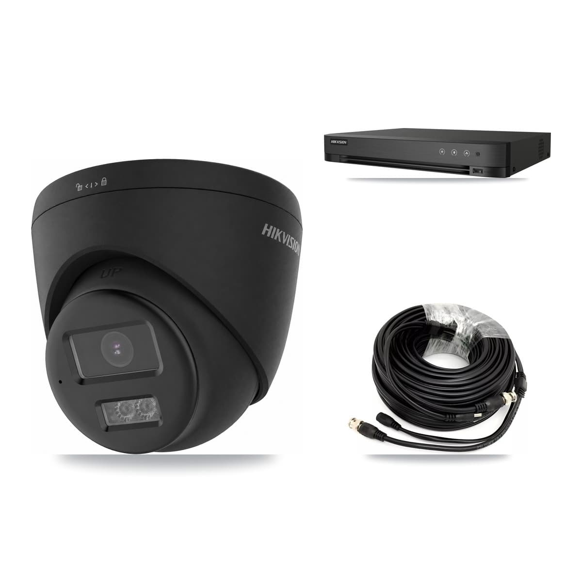 Hikvision 4-Channel 4K CCTV Kit — 3 Black Turret Cameras + 2TB Recording - Image 1