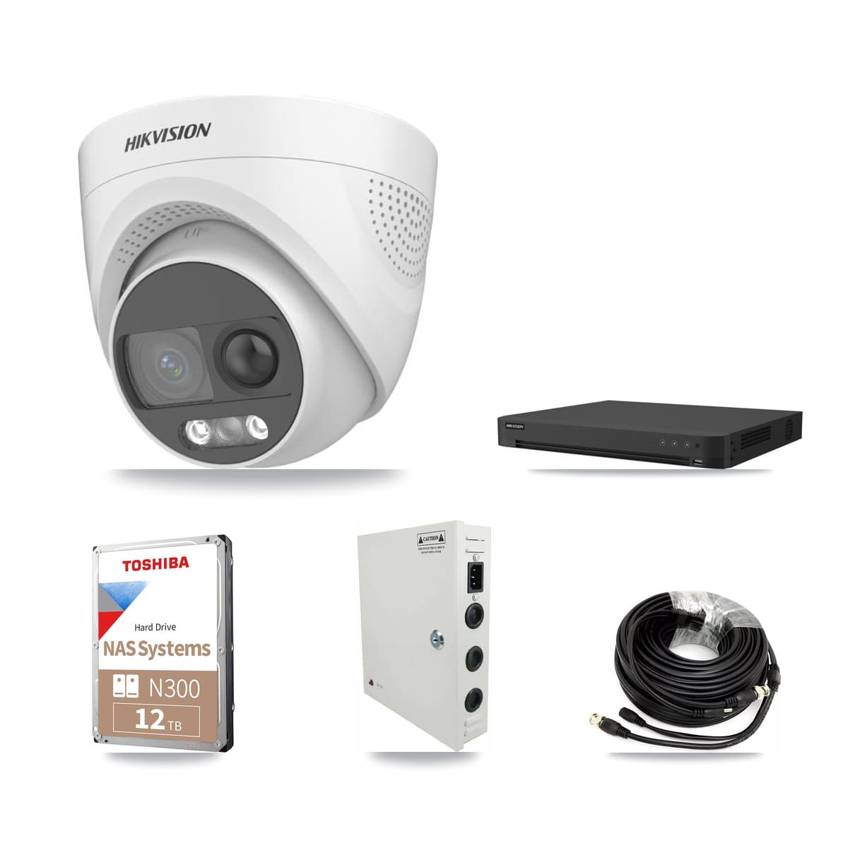 Hikvision 32-Channel 5MP CCTV Kit — 16 DS-2CE72KF3T Turret Cameras + 2× 12TB Recording - Image 1