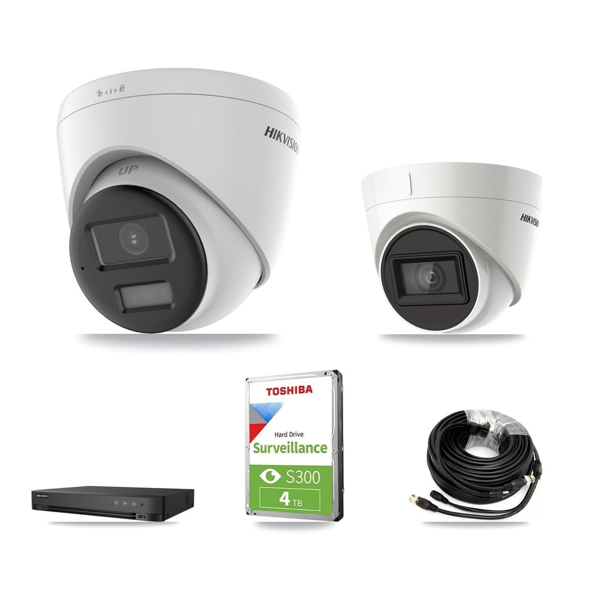Hikvision 4-Channel 4K CCTV Kit — 2 DS-2CE78U0T + 2 DS-2CE78U1T Turret Cameras + 4TB Recording - Image 1